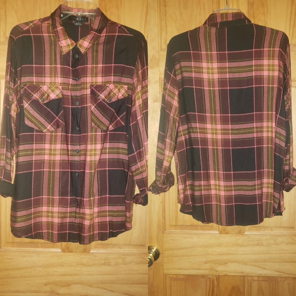 Sanctuary Plaid Button Down Top.